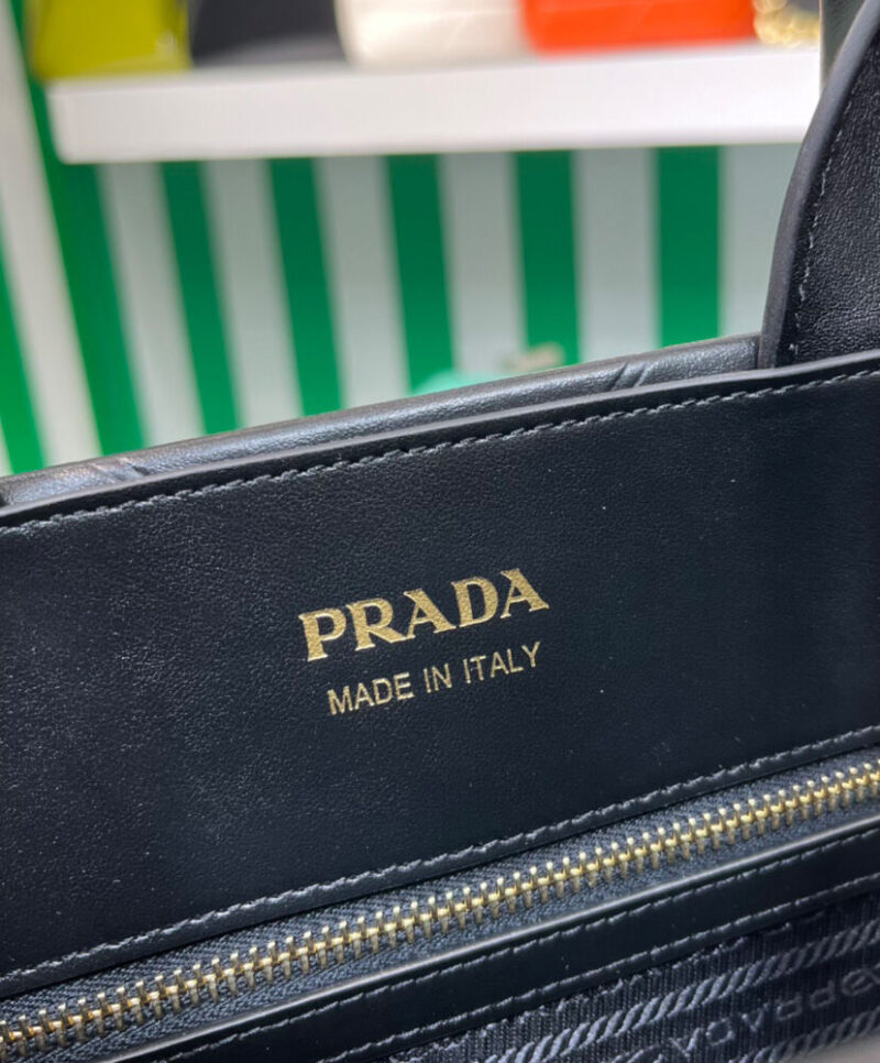 Prada Medium Leather Prada Symbole Bag With Topstitching 1BA378 Black